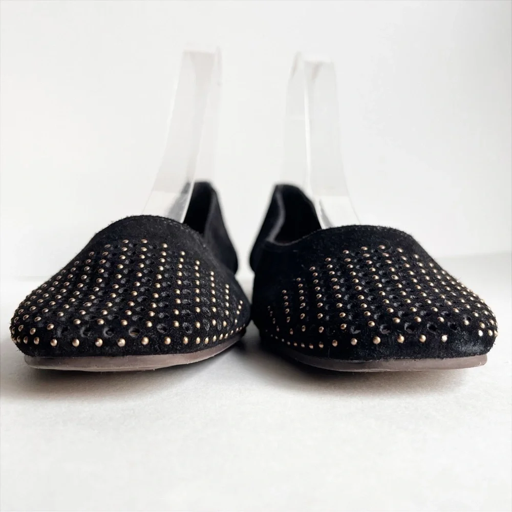 Lucky Brand‎ Abbitha Ballet Flats 8 black suede studded perforated slip-on shoes