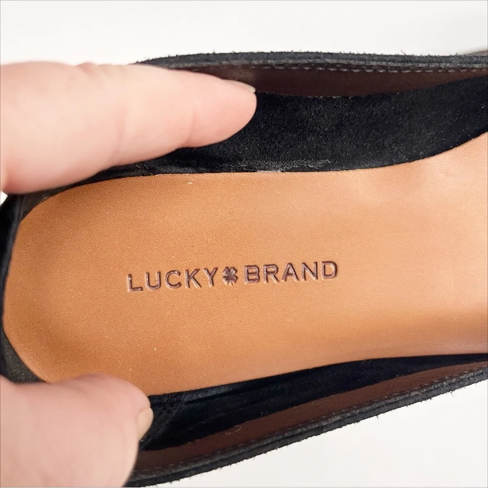 Lucky Brand‎ Abbitha Ballet Flats 8 black suede studded perforated slip-on shoes