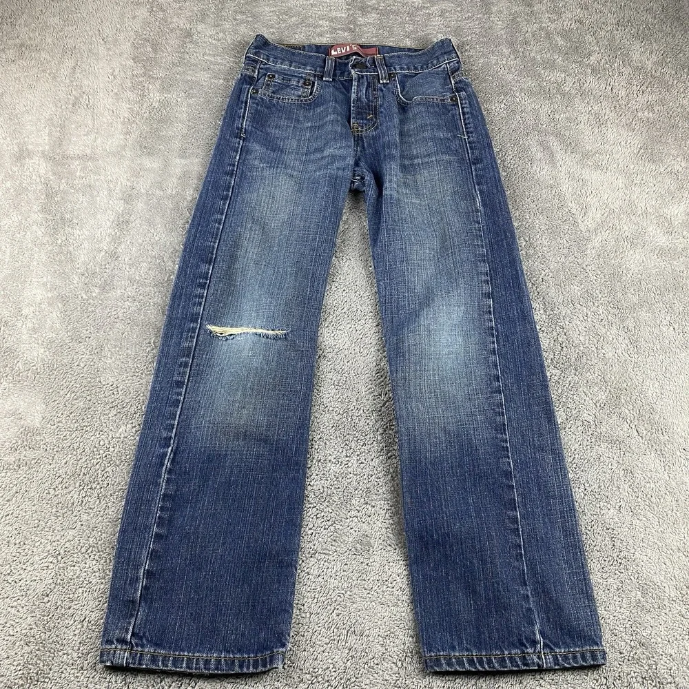 Levis 569 Loose Straight Jeans Youth 10 Slim 23x25 Blue Mid Rise Medium Wash VTG