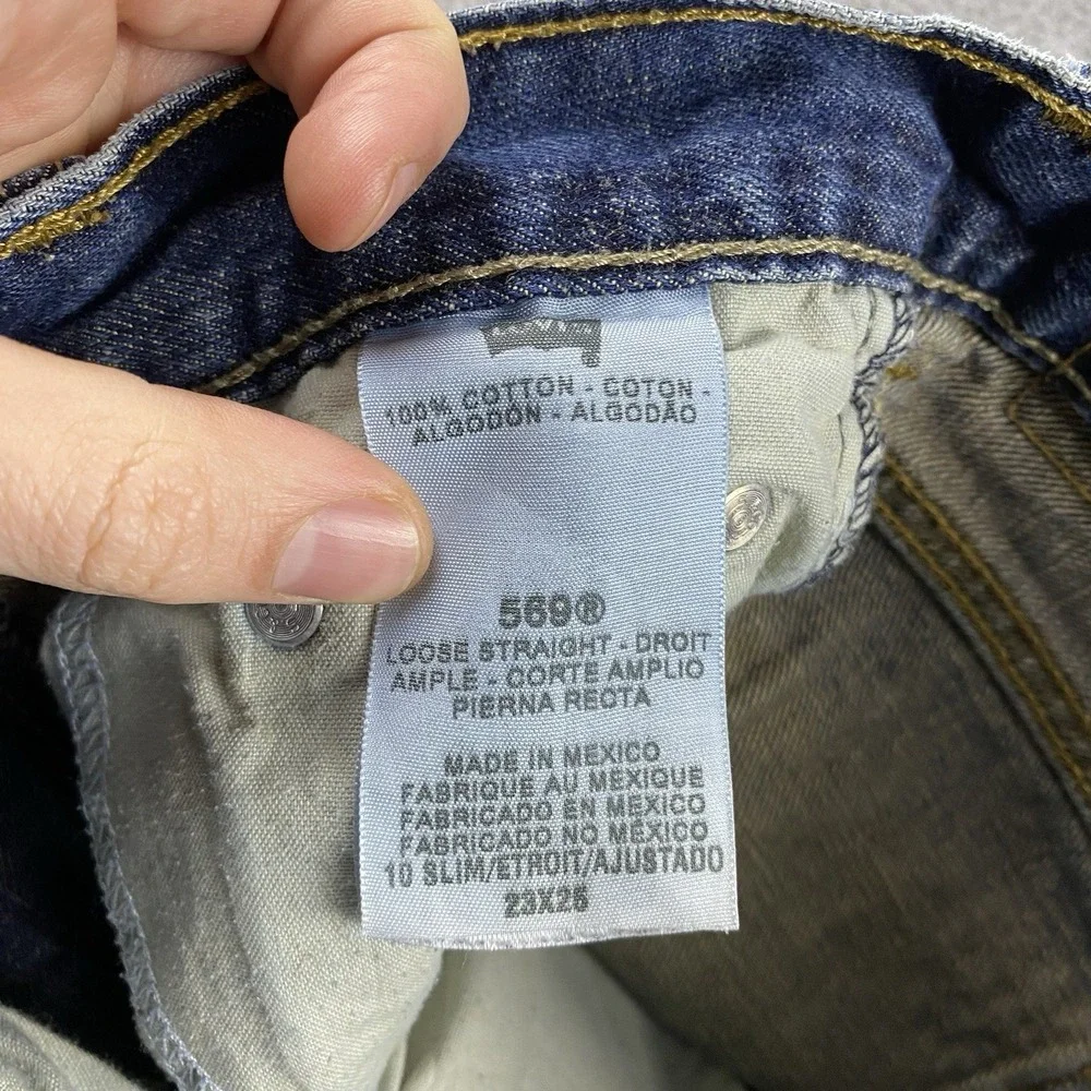 Levis 569 Loose Straight Jeans Youth 10 Slim 23x25 Blue Mid Rise Medium Wash VTG