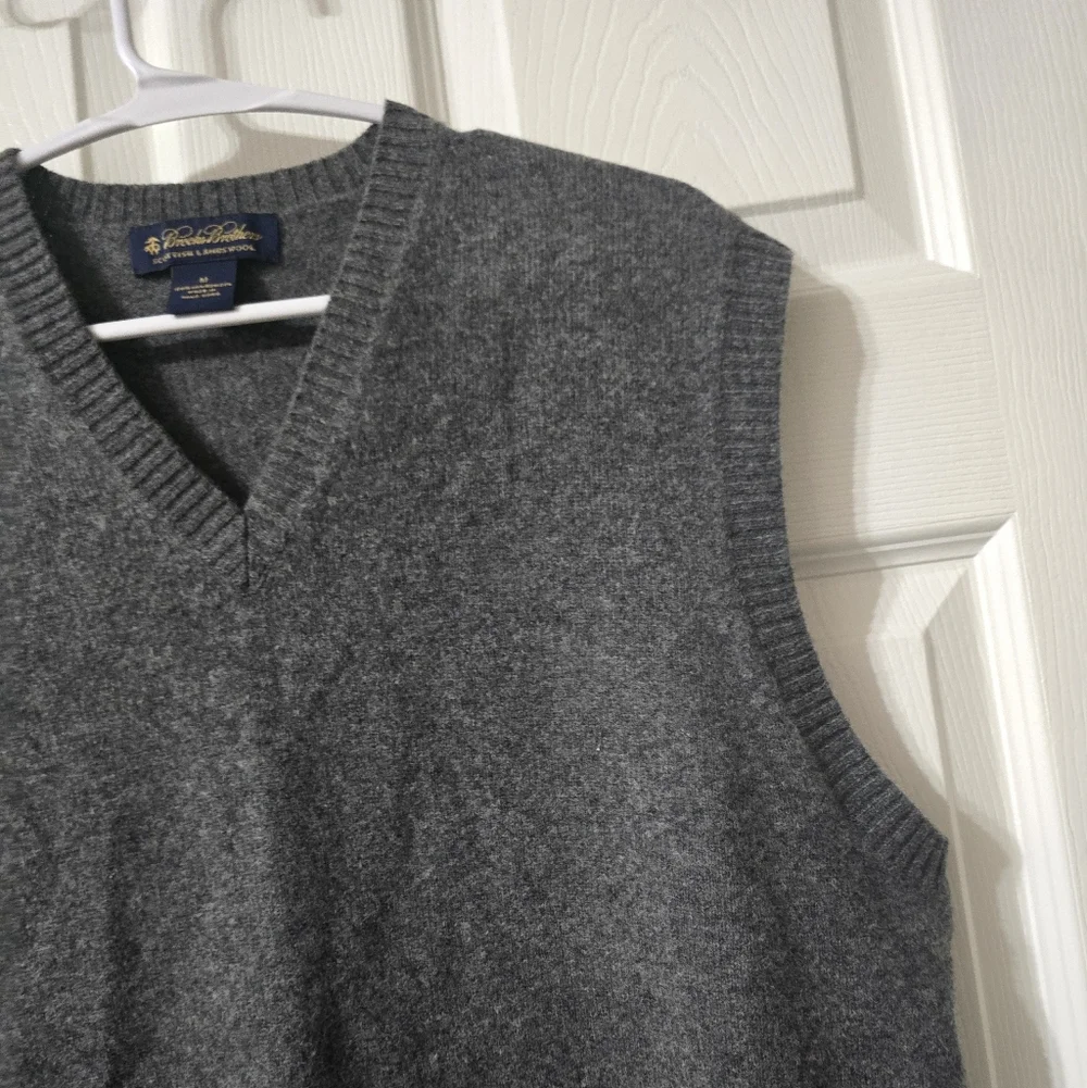 Vintage Lambswool Sweater Vest by Brooks Brothers, Dark Gray, V-Neck, EUC!