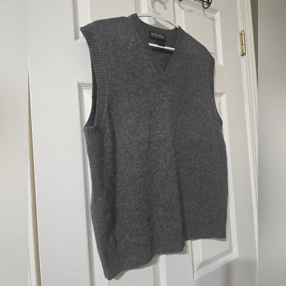 Vintage Lambswool Sweater Vest by Brooks Brothers, Dark Gray, V-Neck, EUC!