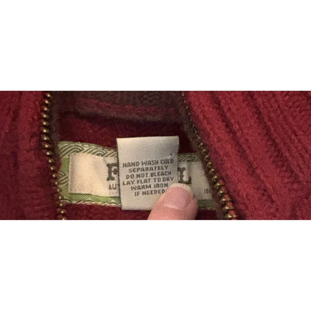 VTG‎ Fossil 1/4 zip ribbed pullover Ribbed Elbow Patch Wool Blend Mens Sz L Red