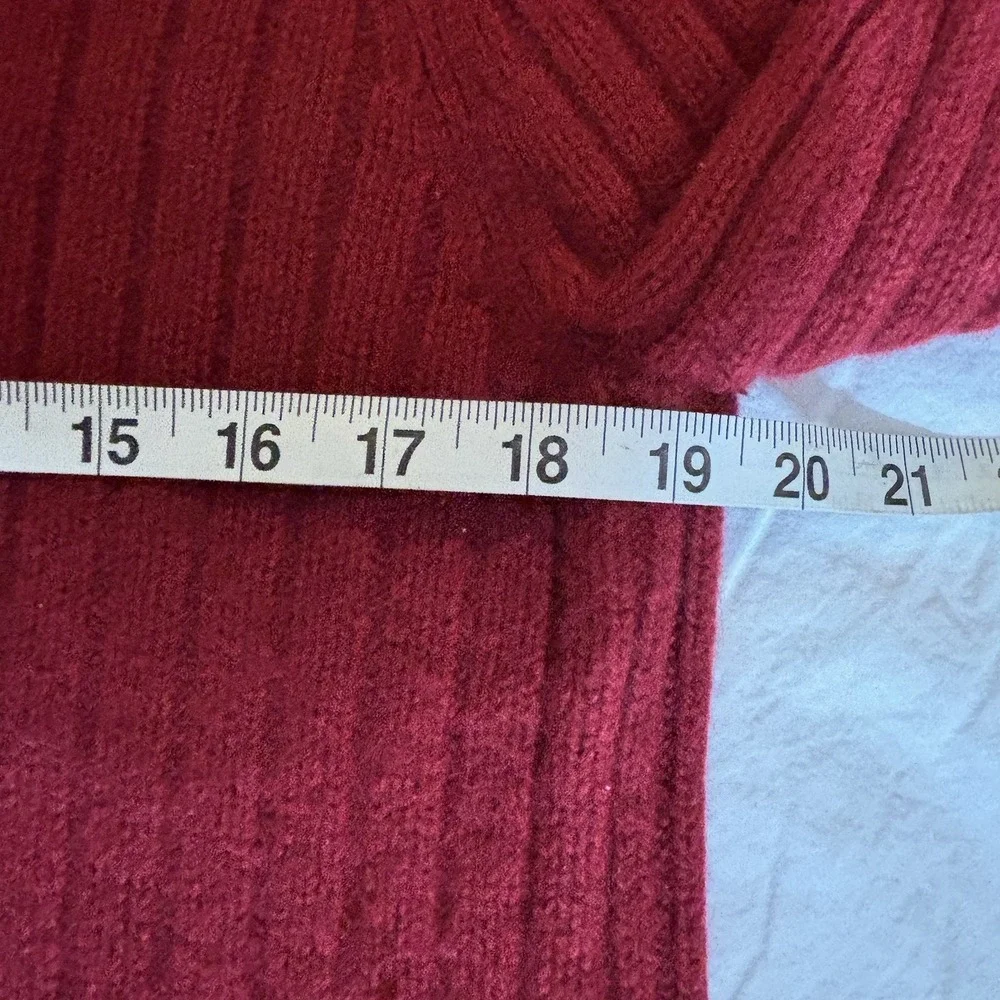 VTG‎ Fossil 1/4 zip ribbed pullover Ribbed Elbow Patch Wool Blend Mens Sz L Red