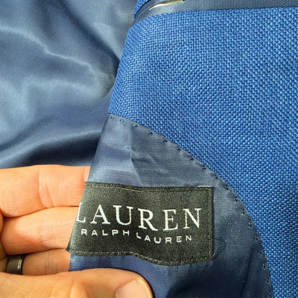Lauren‎ Ralph Lauren Sport Coat Mens 43R Blue Linen Blend 2 Button Blazer