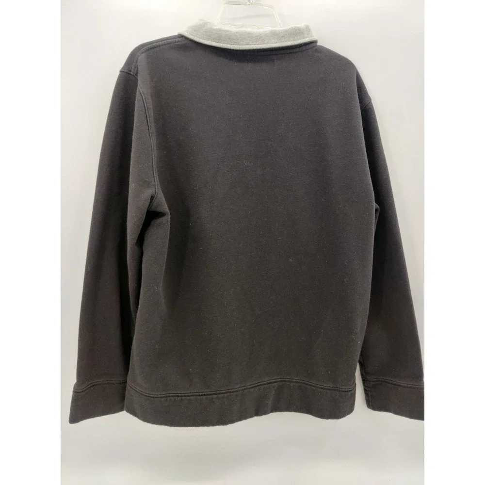 Nautica Mens XL Quarter Zip Pullover Sweatshirt Black Grey Fleece Mock Neck Logo