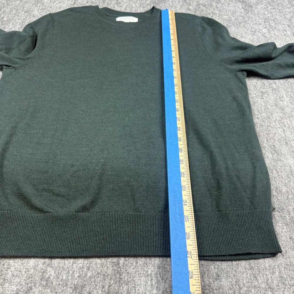Nordstrom Sweater Mens Medium Green Washable Merino Wool Crewneck Quiet Luxury