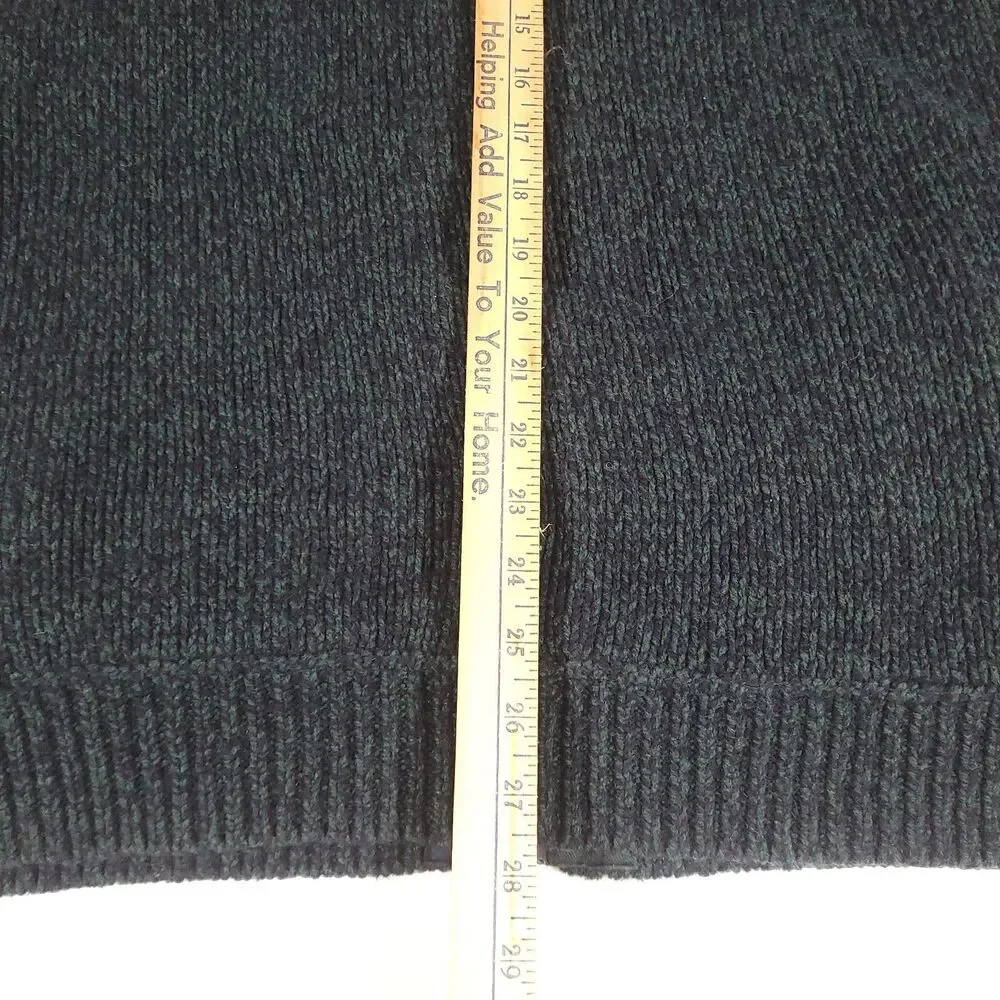 LL Bean Shacket Lambswool Cardigan‎ Sweater XL Blue Green Plaid Flannel Lined