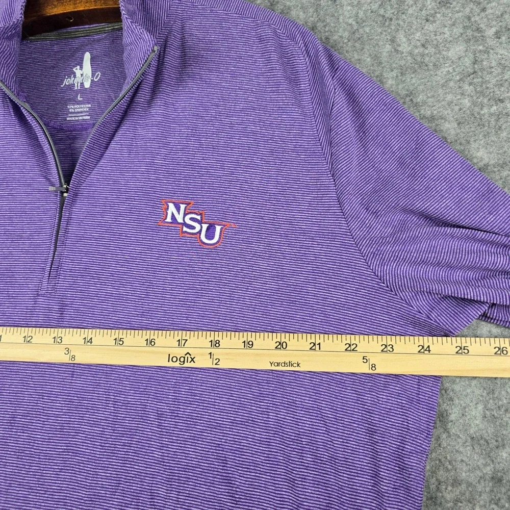 Johnnie-O Vaughn NSU Purple Striped Quarter Zip Pullover‎ Mens Large JMKO1890