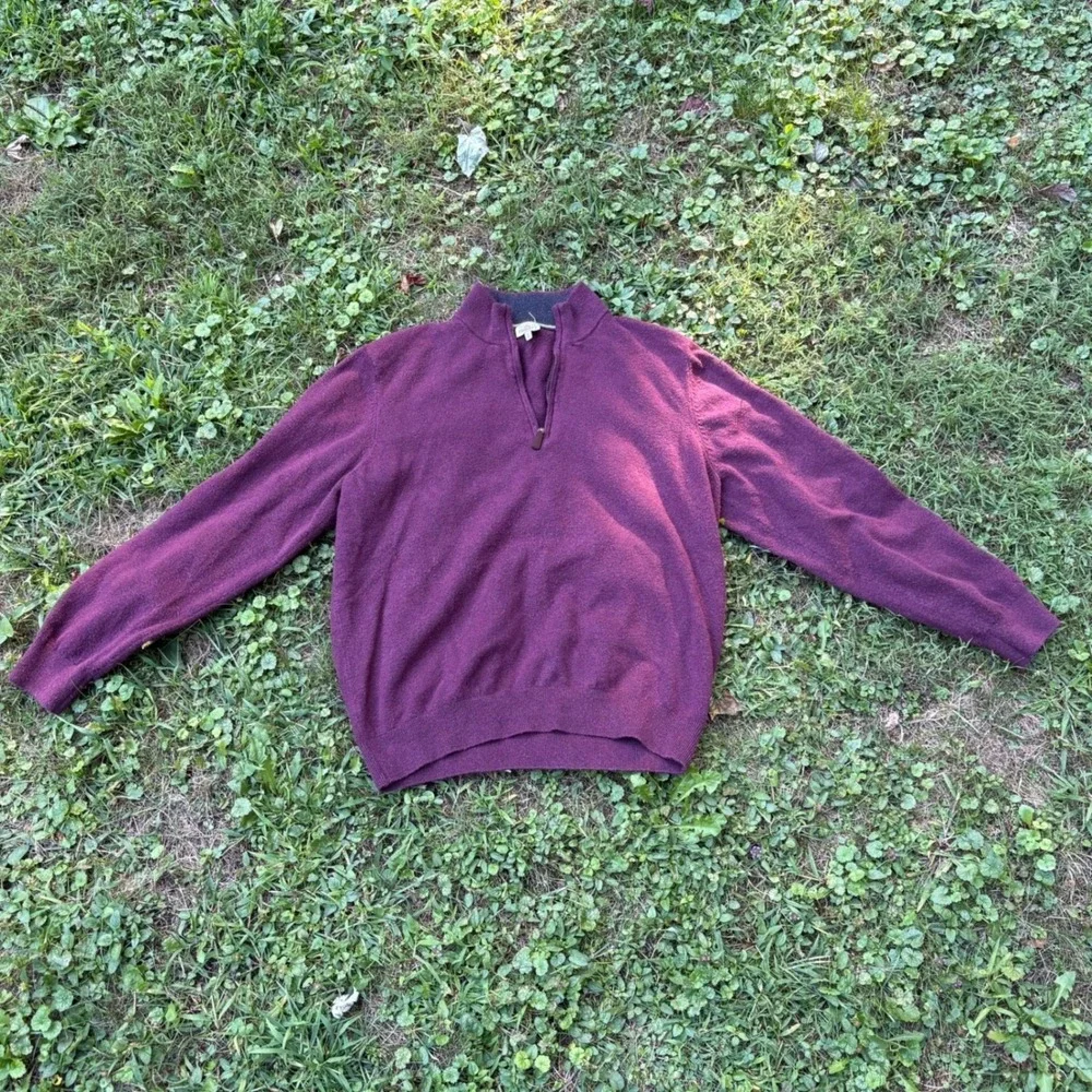 Faherty Quarter Zip Pullover Mens XL Burgundy Sweater Coastal Casual‎