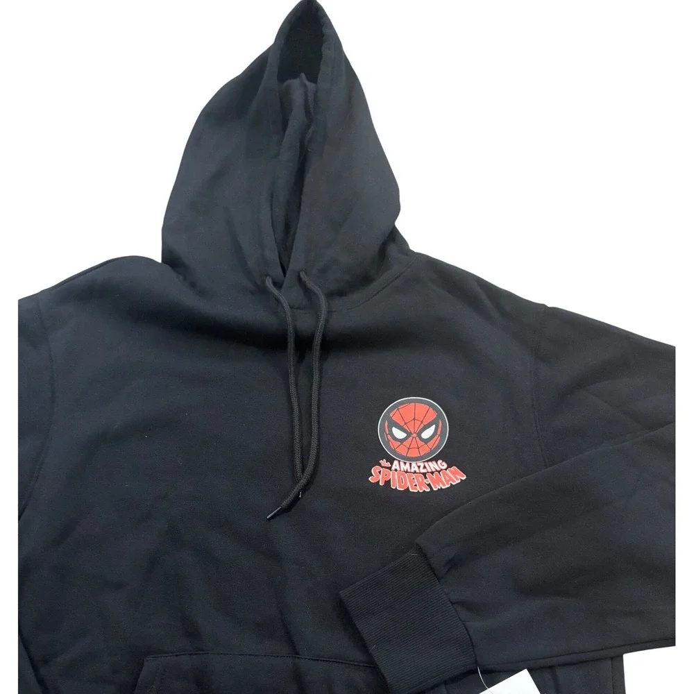 Marvel The Amazing Spider-Man Hoodie‎ Black Graphic Pullover Men's Small NWT