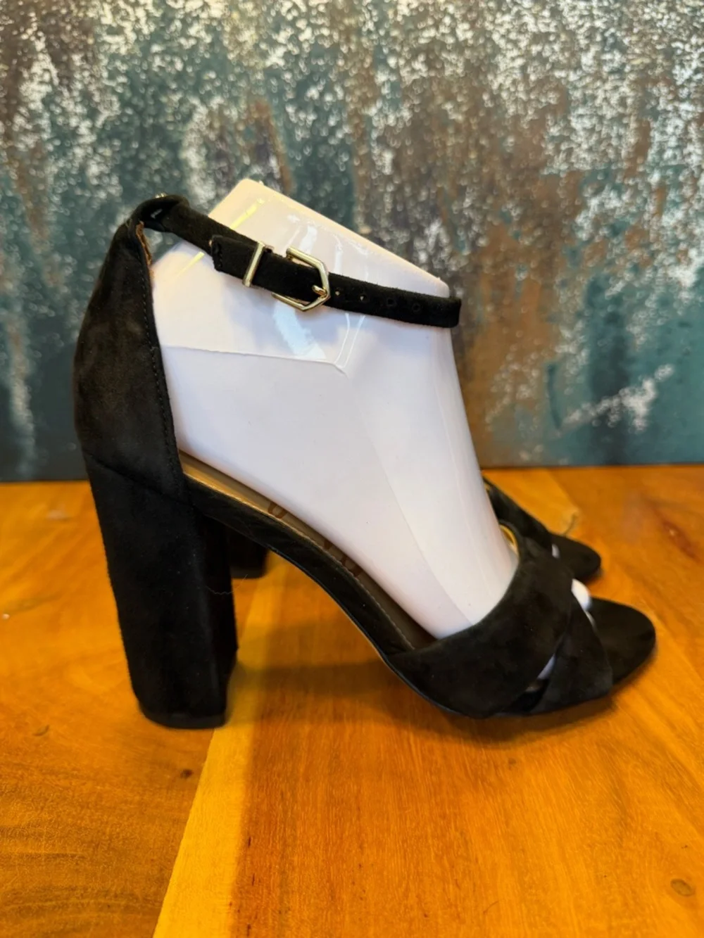 Sam Edelman Classic 2010s Black Suede‎ Block Heel Sandals 7