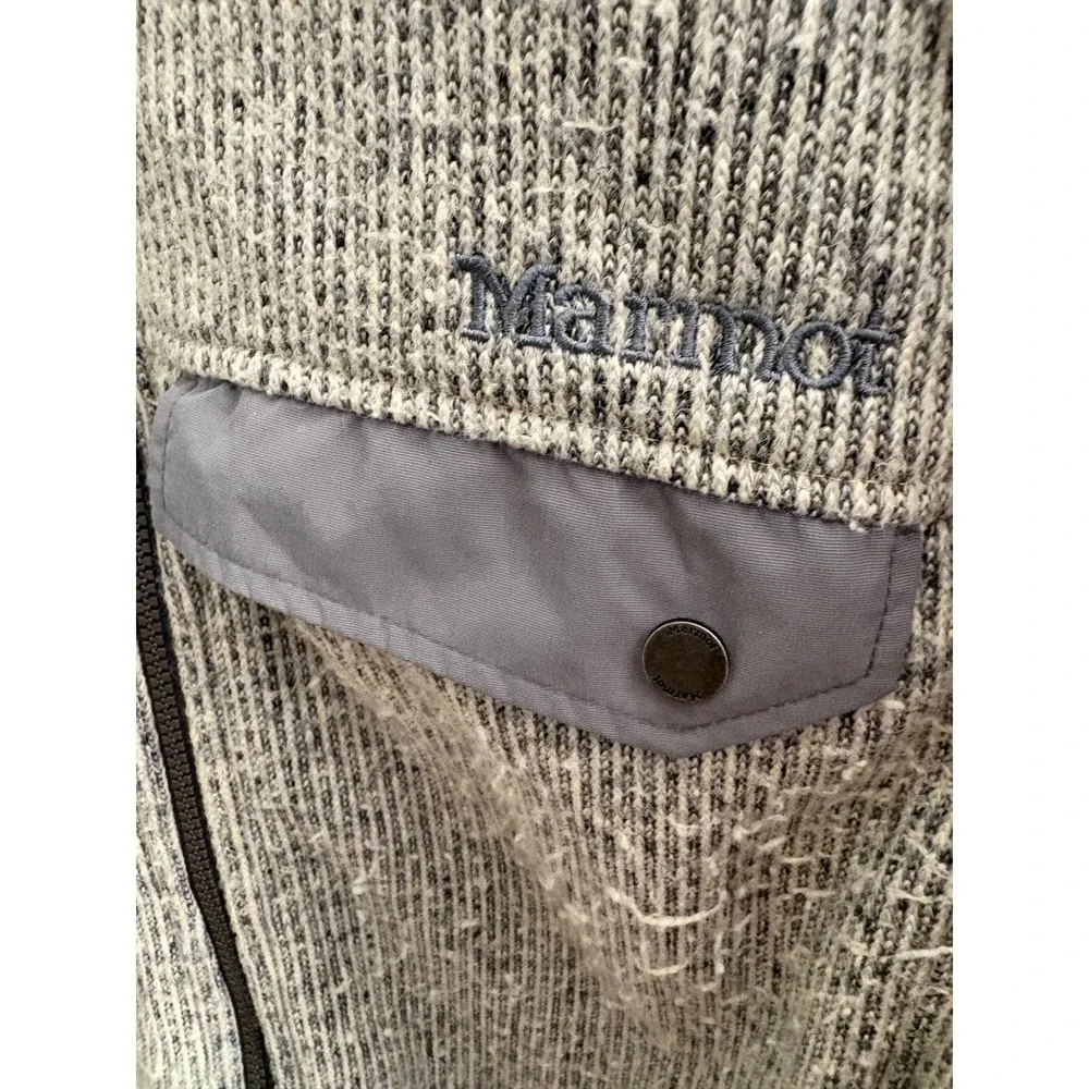 Marmot Mens Medium Full Zip Sweater Fleece Jacket Grey Marled Mock‎ Neck Pocket