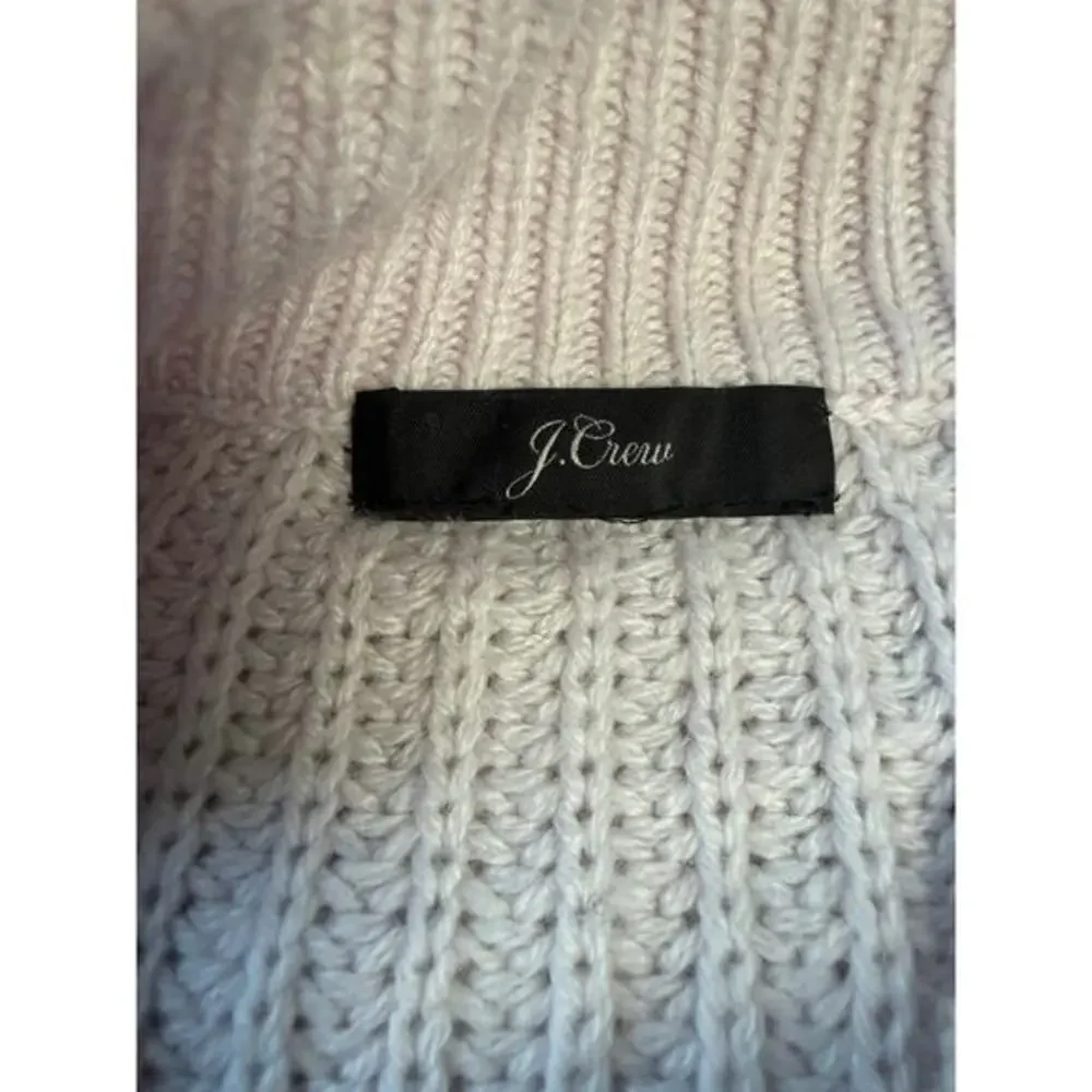 J. Crew Wool Blend Chunky Cable Azra Pom Sweater Women L Cream Ivory Cottagecore