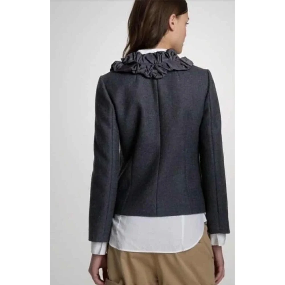 J. Crew Charcoal Grey Wool Ruffle Collar Blazer Jacket‎
