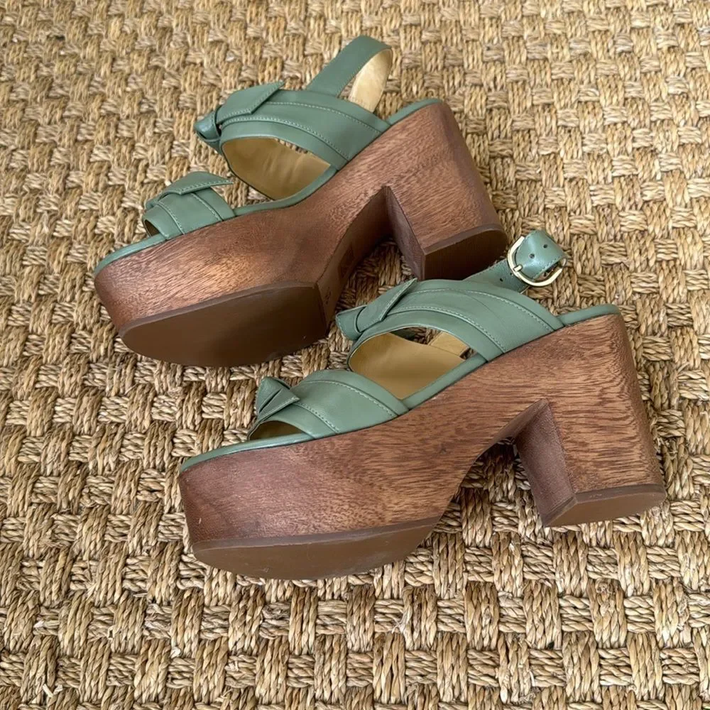 New Without Box Leather And Wood Platform Heel By Alexandre Birman