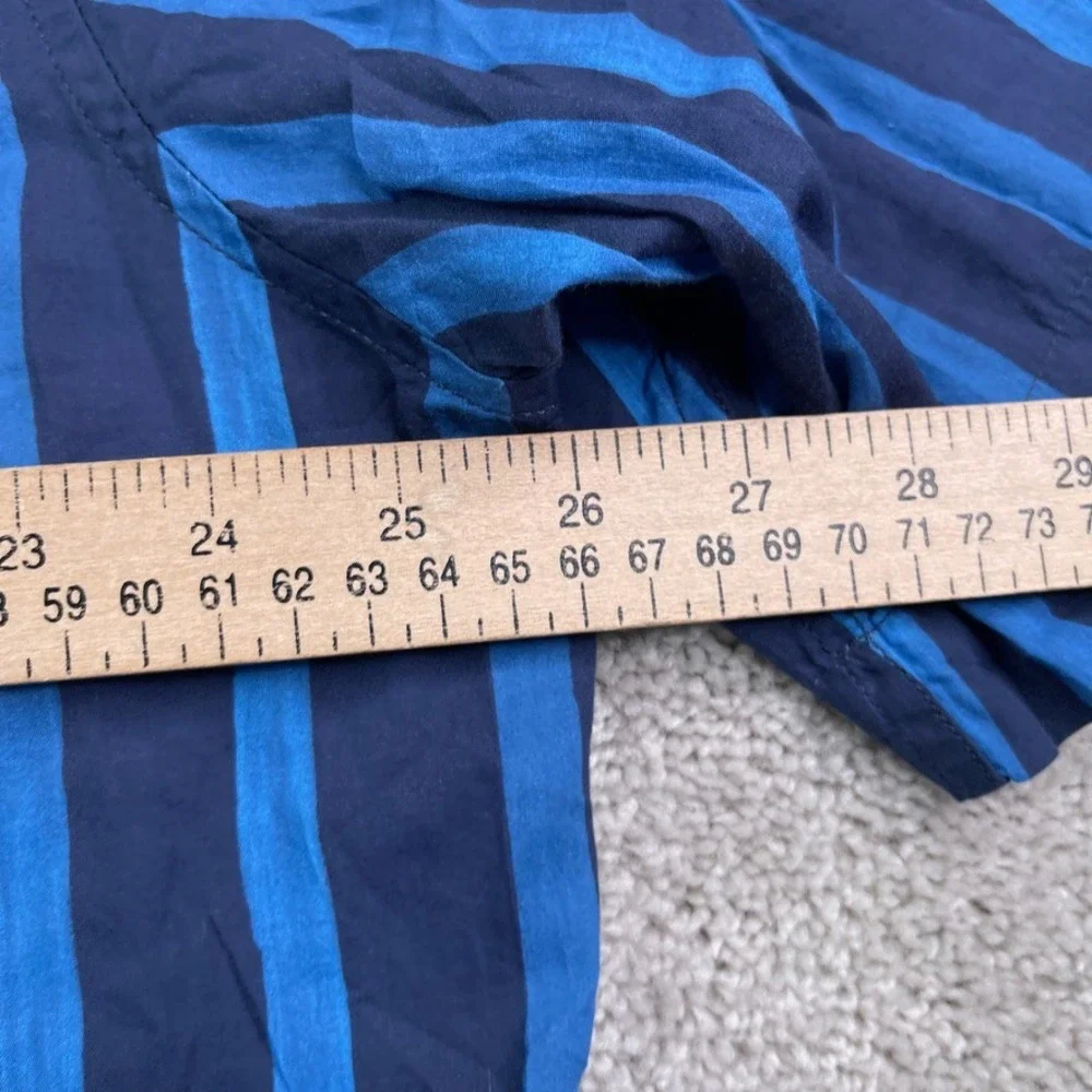 Banana Republic Shirt Mens‎ XL Blue Stripes Short Sleeve Camp Loop Collar