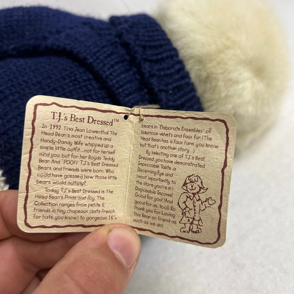 Vintage Christmas Boyds Bears Plush Cream Navy Snowman Sweater Archive Series 9