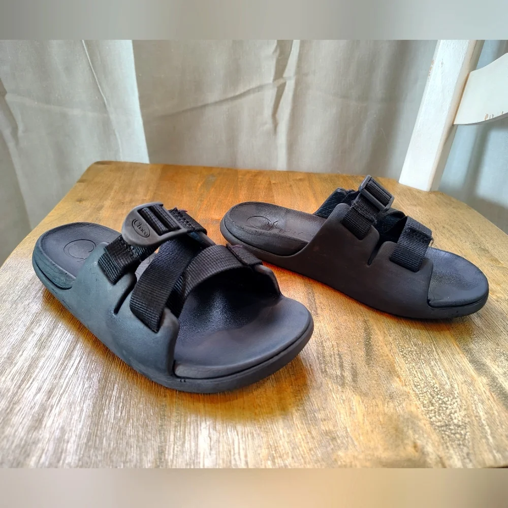 Chaco Kids Chillos Slides Black Sandals Size 2 Adjustable‎