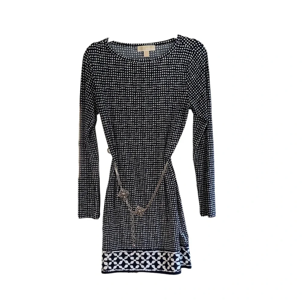 Michael Kors Black and White Cobra Dress - Comfortable Boat Neck Size Small