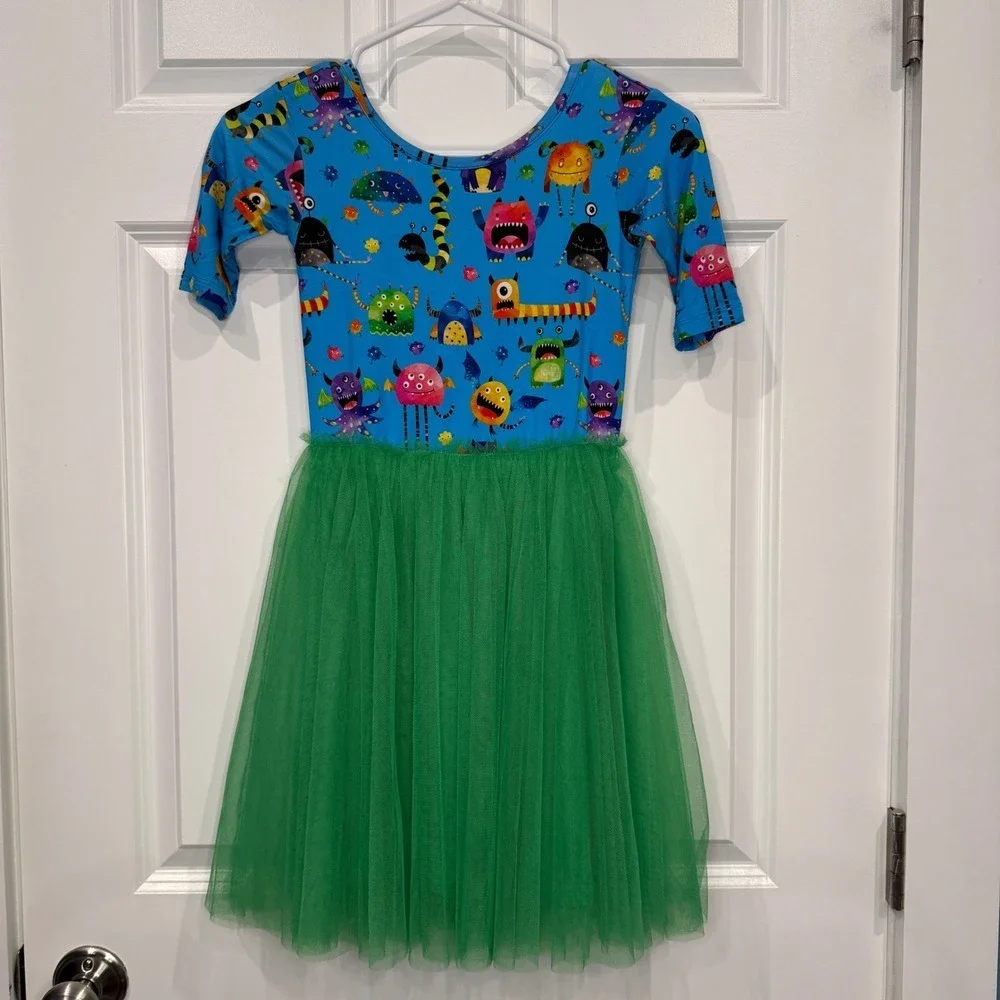 Muse Threads Kids Girls Size 8/9 Monster Print Tulle Tutu‎ Dress Bamboo NWT