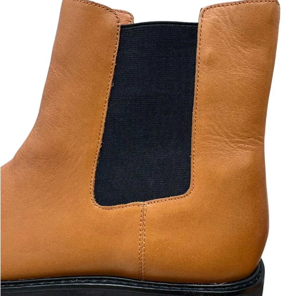 J. Crew‎ Caramel Brown Refined Leather Chelsea Boots **NWOB**
