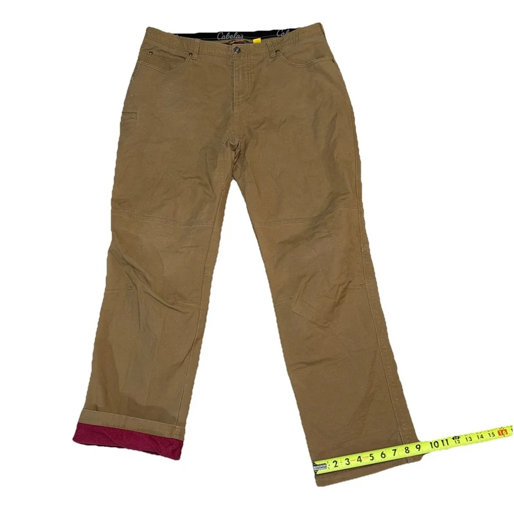 Cabela's Pants Mens 38x34 Tan Classic Fit Fleece Lined Stretch‎ Winter Outdoor