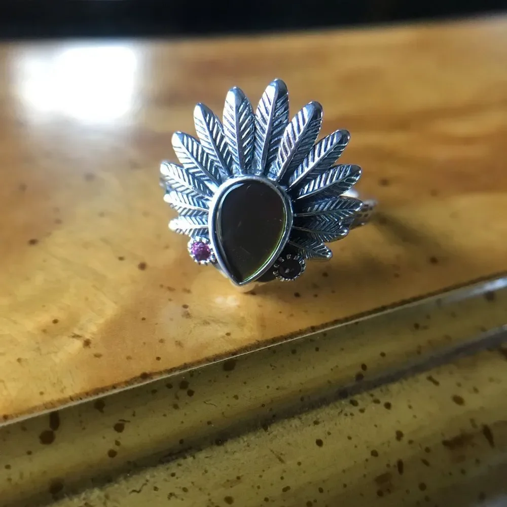 Canadian Ammolite Sterling Silver Ring Size 8