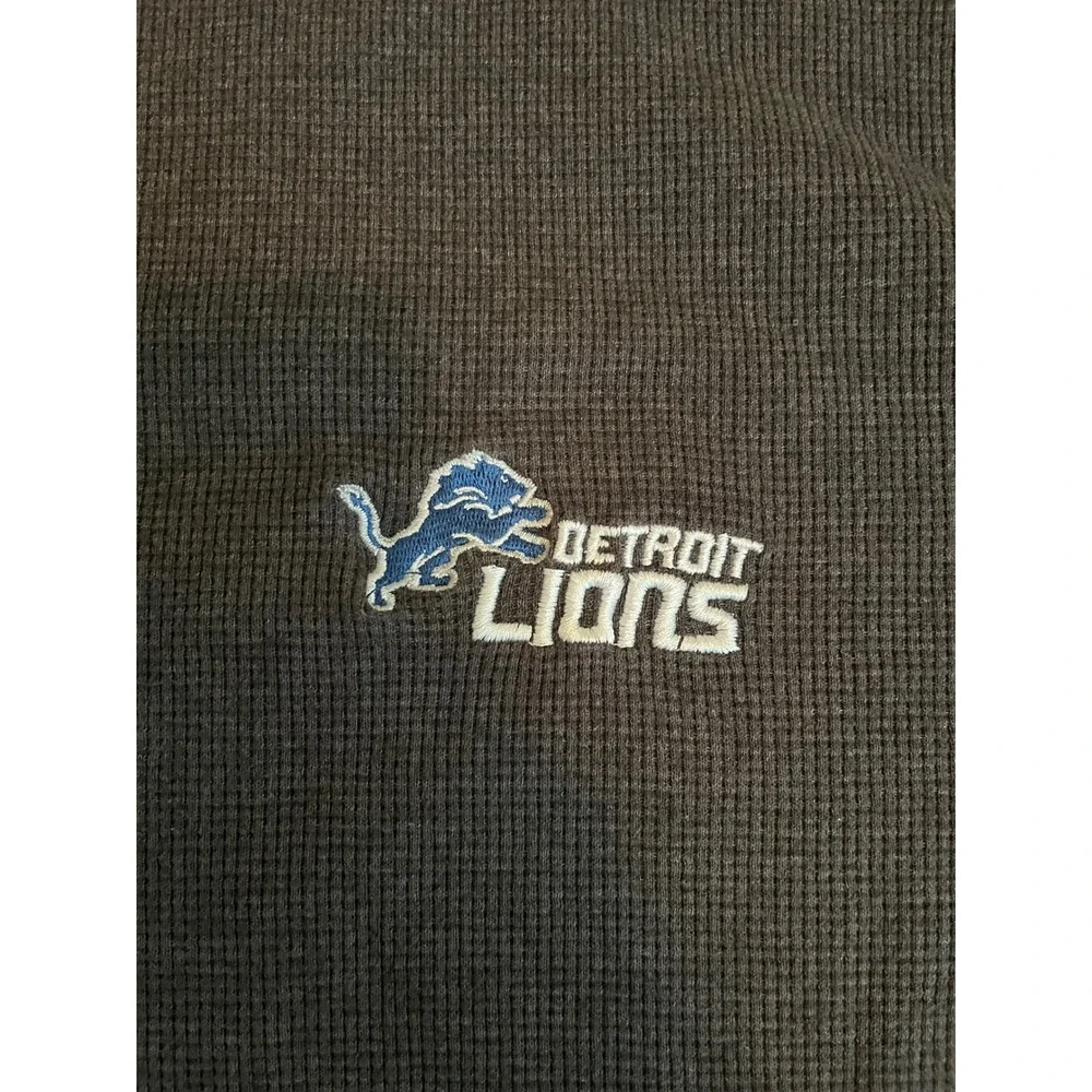 Dunbrooke Mens Thermal Shirt M Dark Gray Detroit Lions NFL Waffle Knit Top