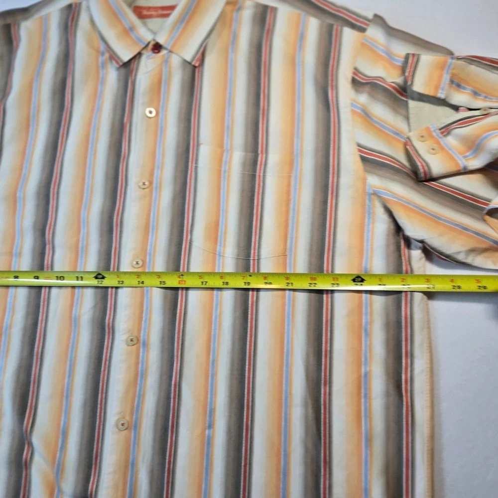 Tommy Bahama Button Down Mens XL Multi Color Excellent Ombre Stripe Long Sleeve