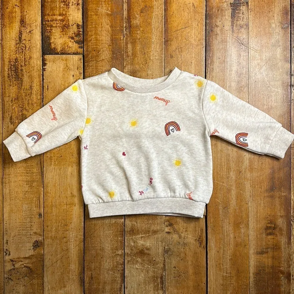 Old Navy sweatshirt crewneck size 3 to 6 months boho rainbows sunshine hearts