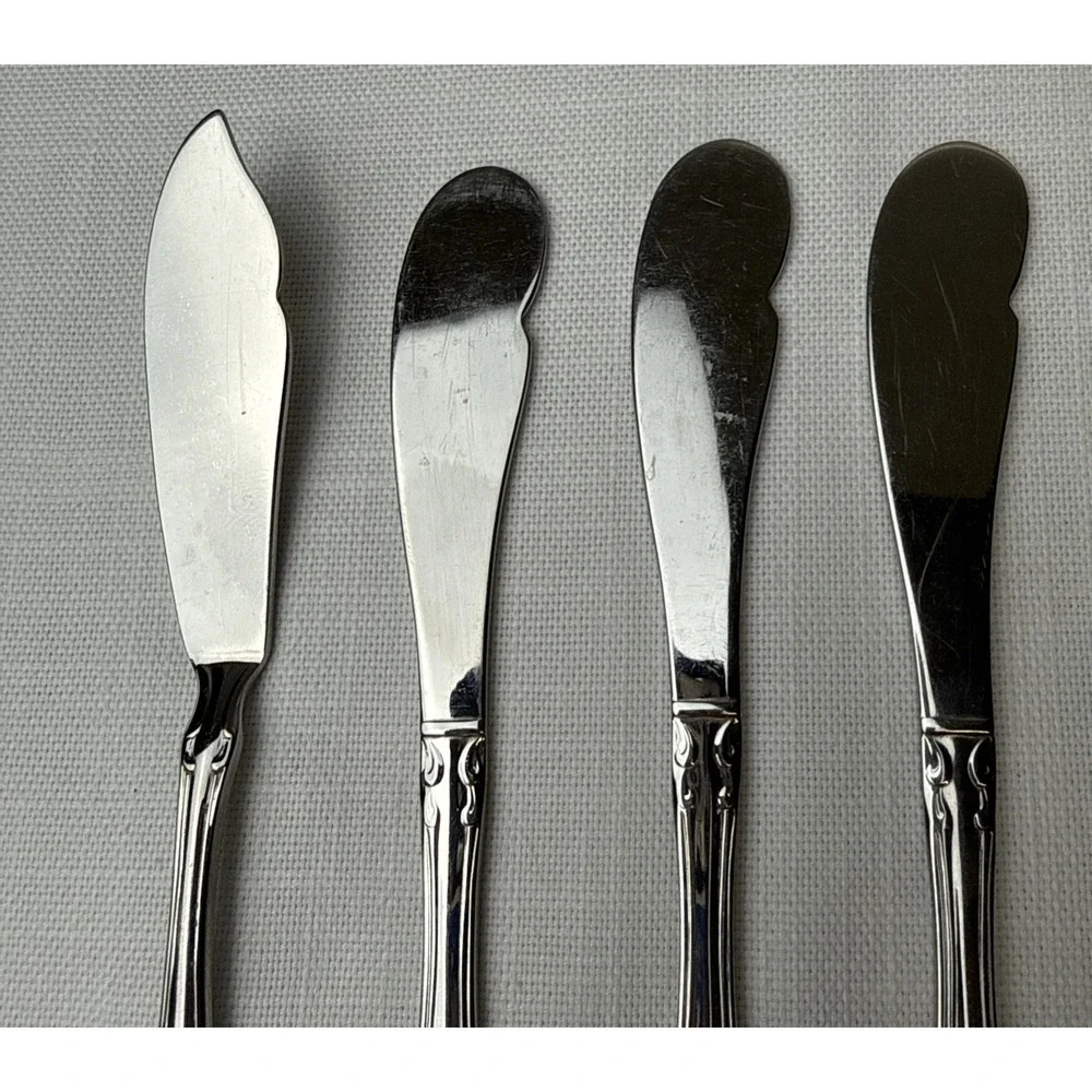 Oneida Community Plantation Knives Butter +‎ Spreader Stainless Flatware X4