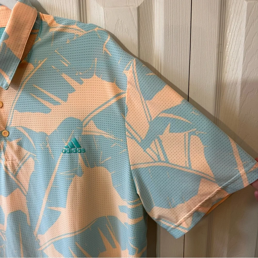 Adidas Mesh Vibes Print Golf Polo Tropical Vented Short Sleeve Mens Size 2XL