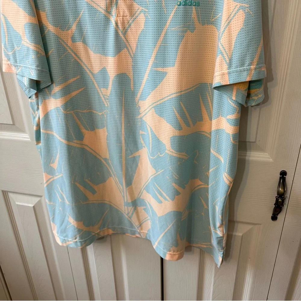 Adidas Mesh Vibes Print Golf Polo Tropical Vented Short Sleeve Mens Size 2XL