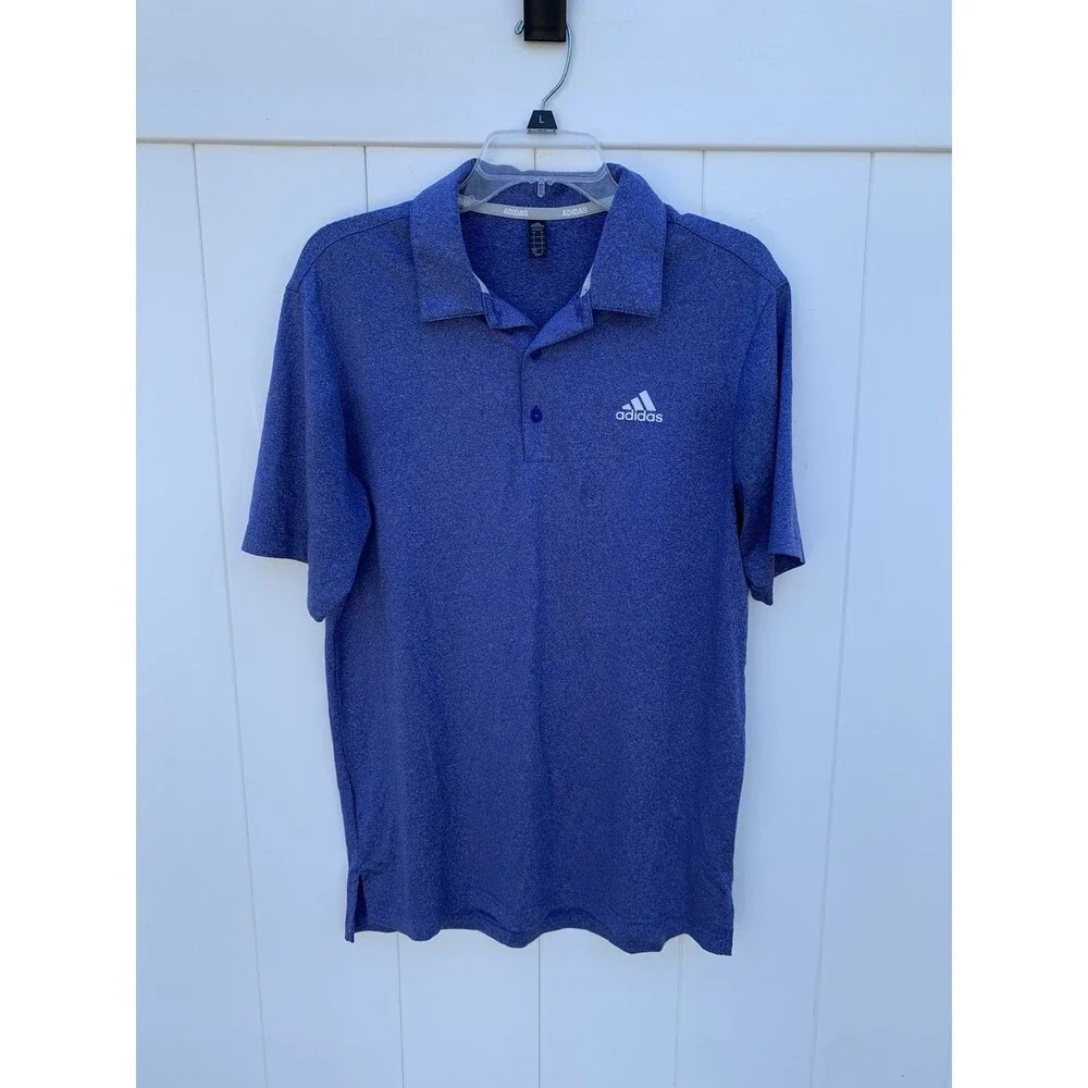 Adidas Mens Blue Short Sleeve Performance Golf Polo Sz Small