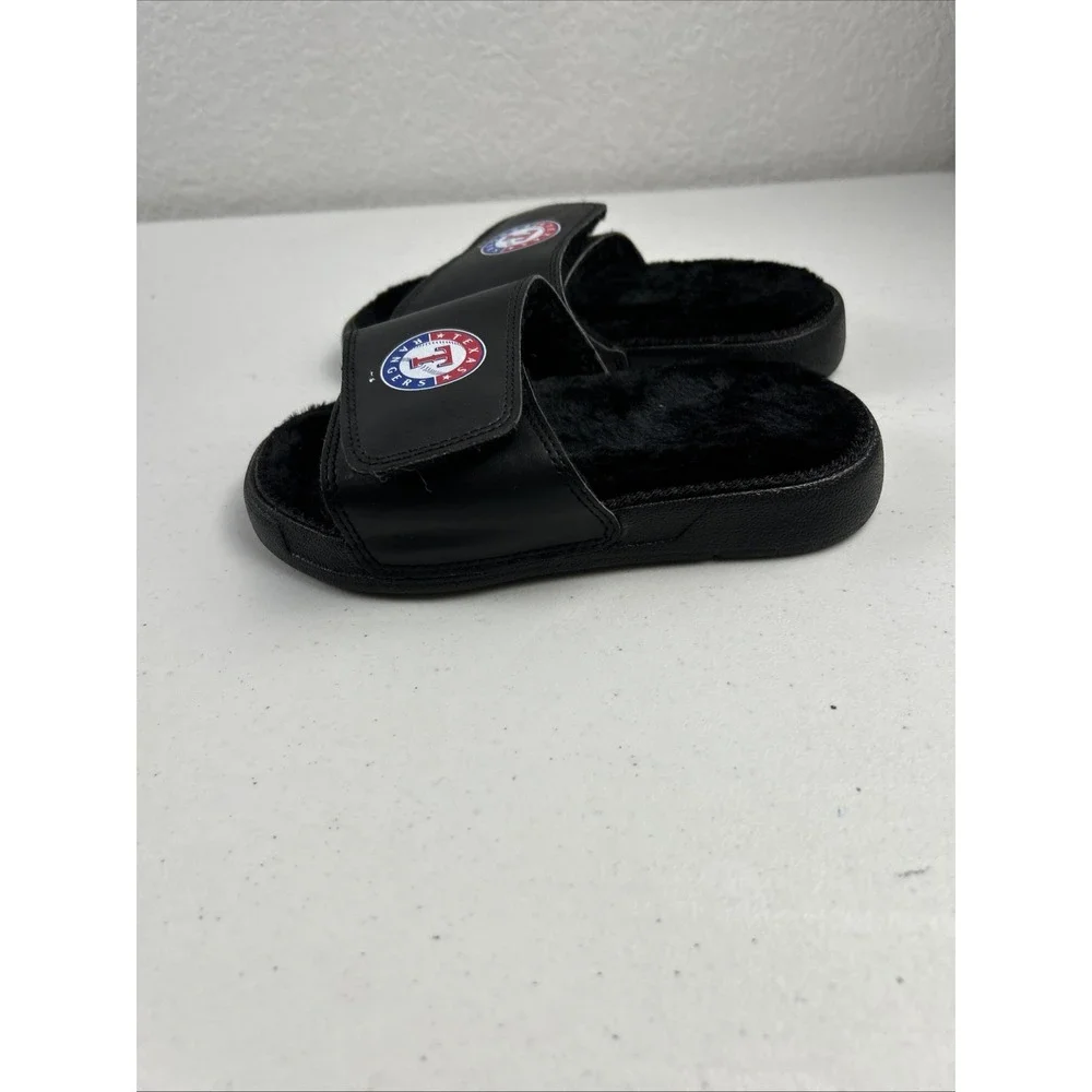 ISlide Fur Lined‎ Texas Rangers Youth Size 12/13 Black Slides