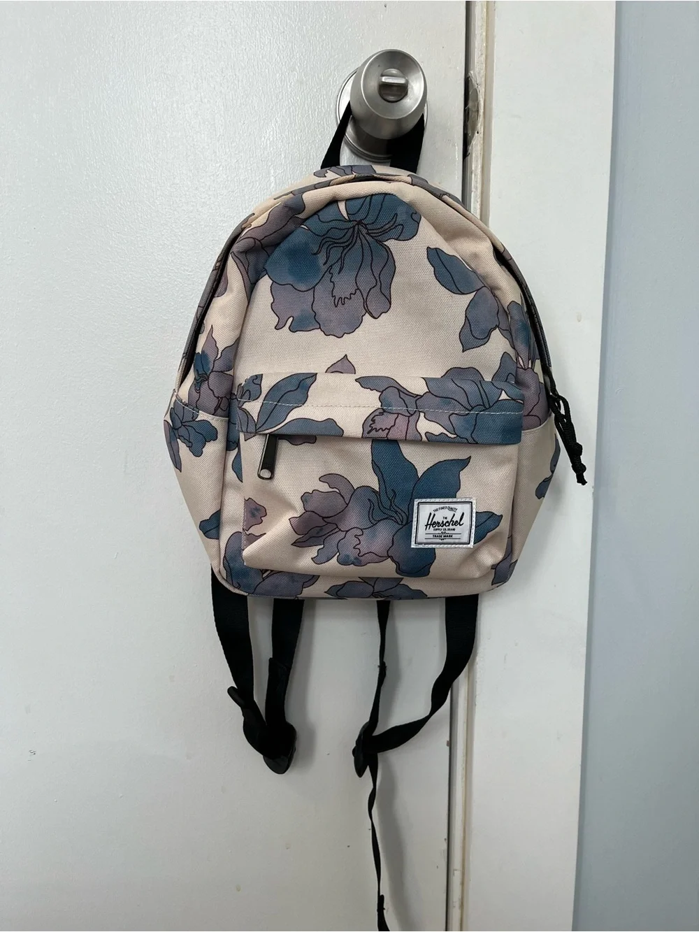Herschel Supply Company Floral Mini Backpack tan blue flowers STAINS