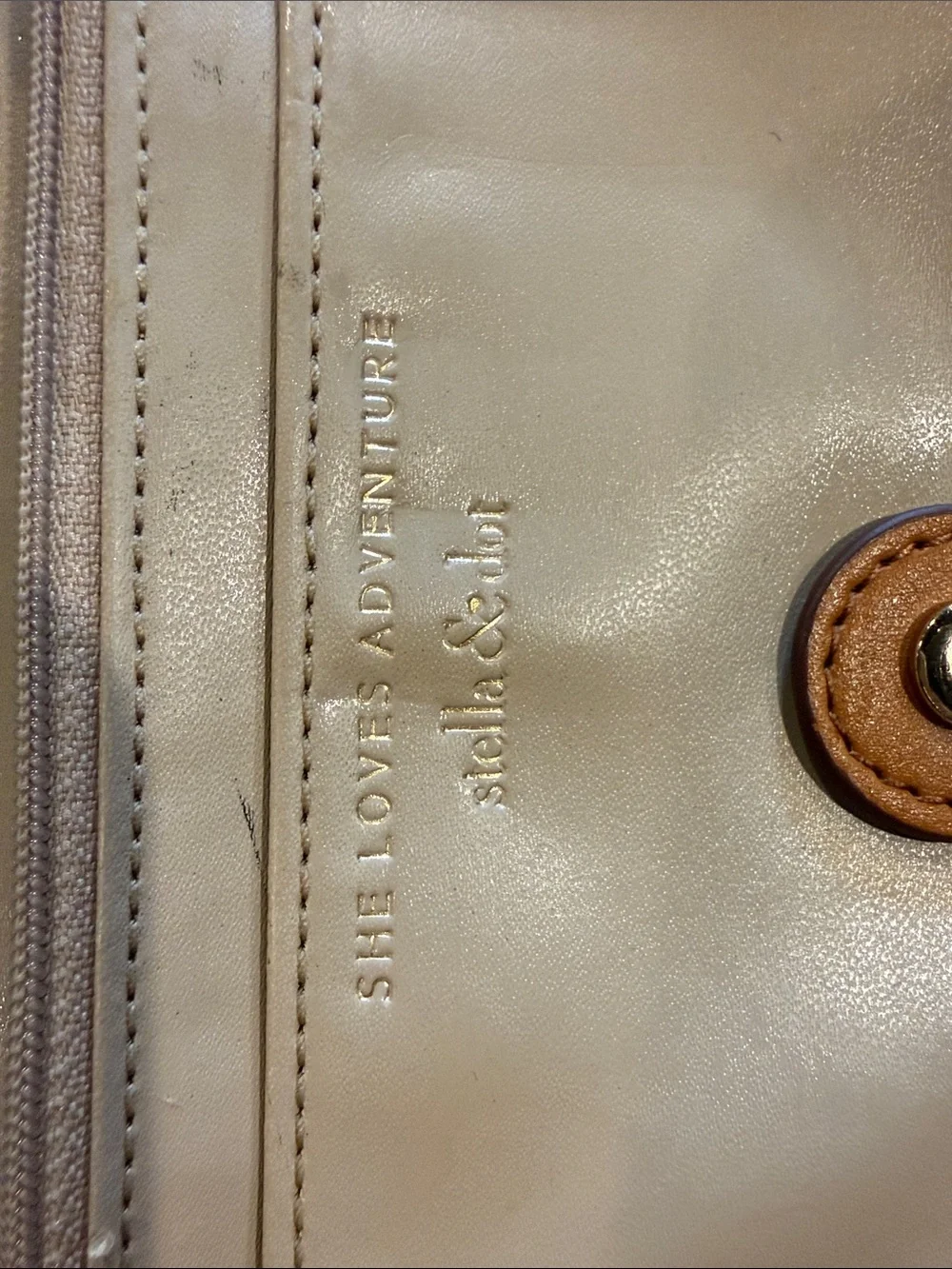 Stella & Dot Orange Perforated Leather Wallet Clutch with Metal Bar