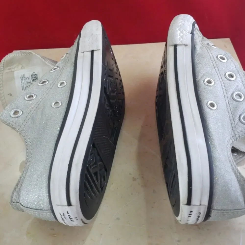 Converse All Star Glittery Silver - Size 1 - TLC Needed
