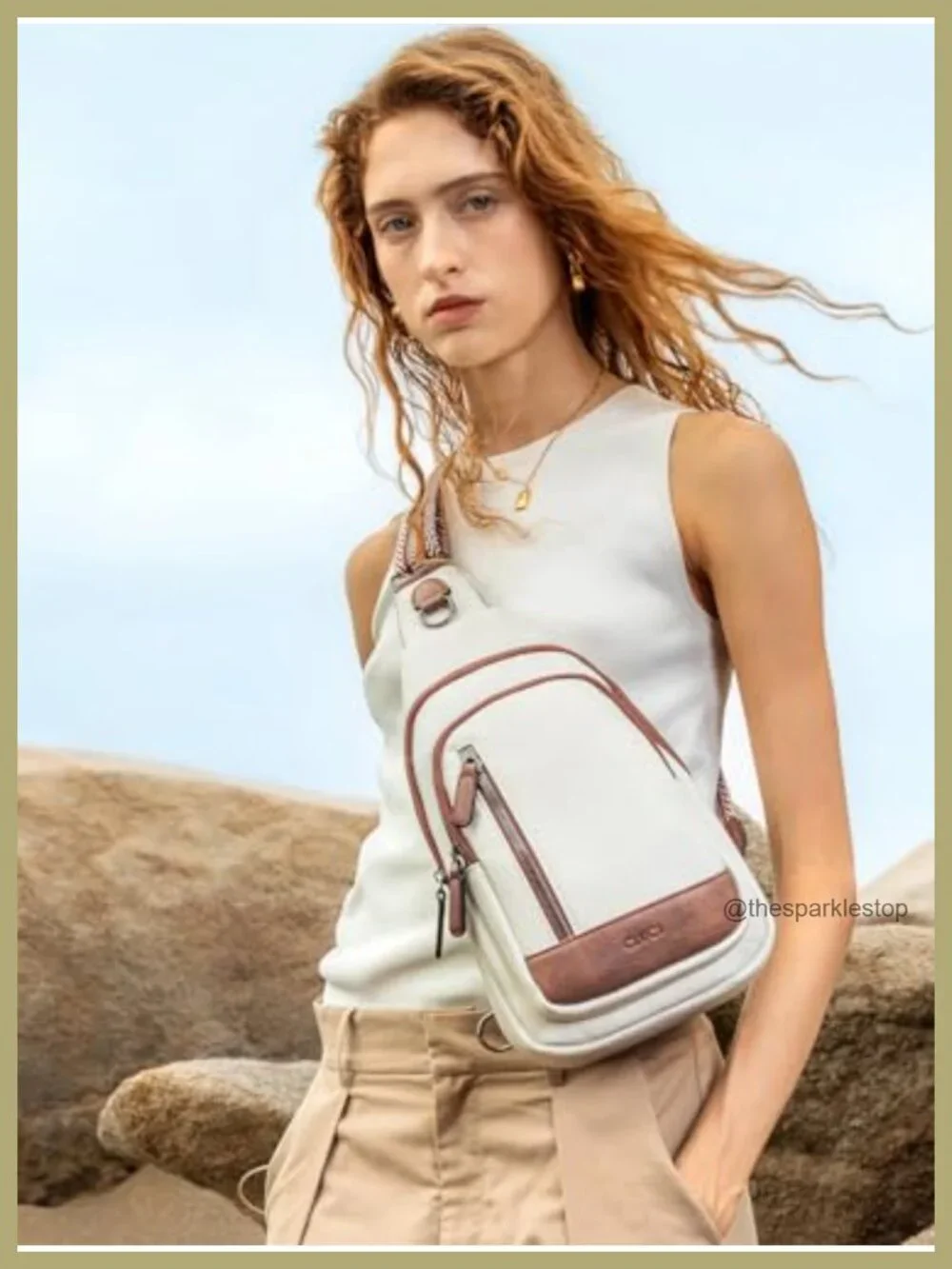 Faux Leather Sling Backpack Crossbody Bag for Women - Anti-Theft Travel Daypack