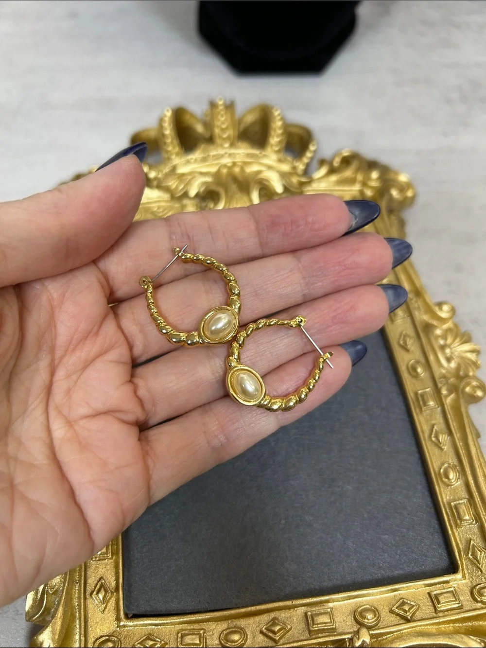Classic Gold-Tone Pearl Accent Rope Hoop Earrings - Women's Jewelry
