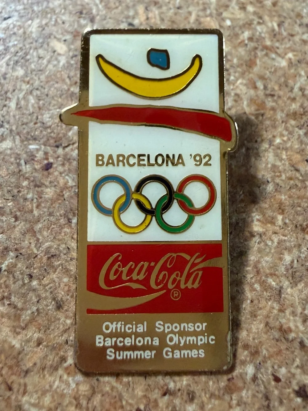 Vintage 1992 Barcelona Olympic Summer Games Coca-Cola Lapel Pin Official Sponsor