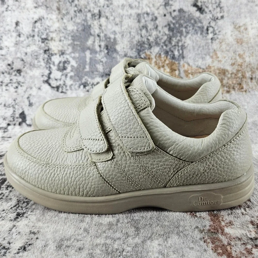 Dr Comfort Collette Orthopedic Shoes Women 7.5 Wide Beige  Leather Hook and Loop