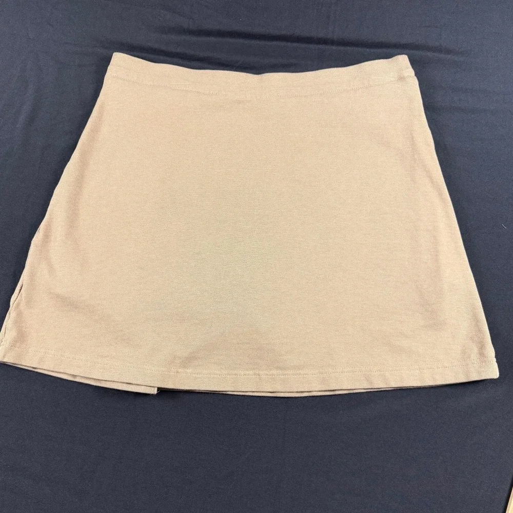 Lands End Girls Khaki Tan Cotton Jersey Mock Wrap Skort Size 10 School Uniform