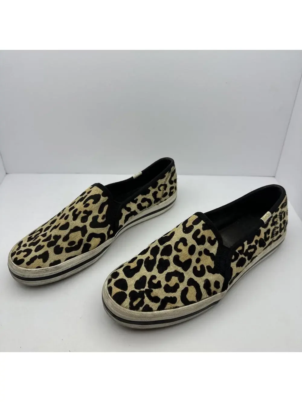 Keds For Kate Spade Leopard Print Calf Hair Slip On Sneakers Size 8.5 Flaw