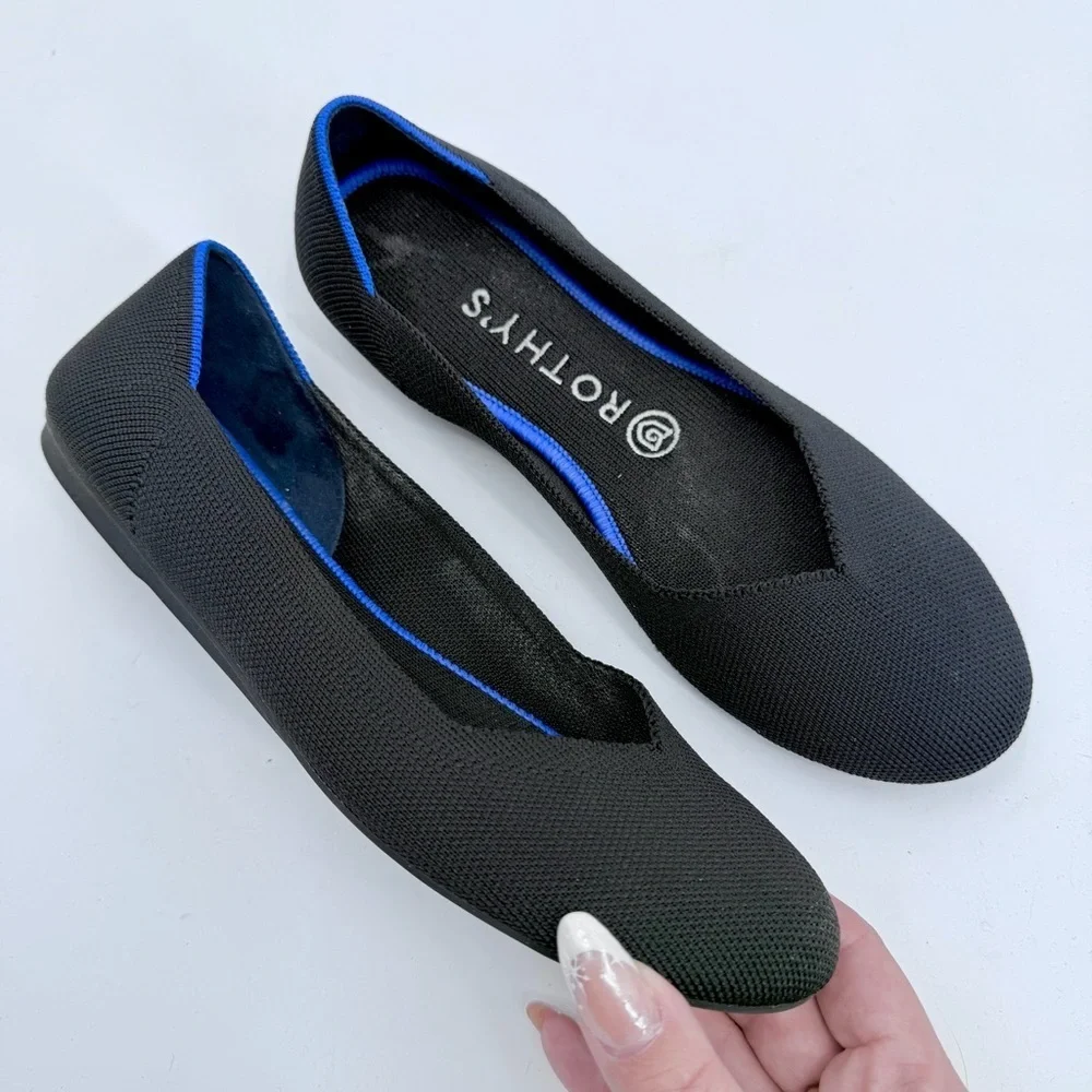 ROTHY’S The Flat Round Toe In Black Solid Size 8
