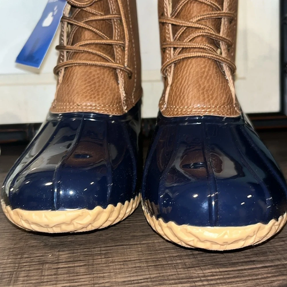 JBU Women's Maplewood Brown & Navy Water-Resistant Lace-up Boots size 8M NWOB