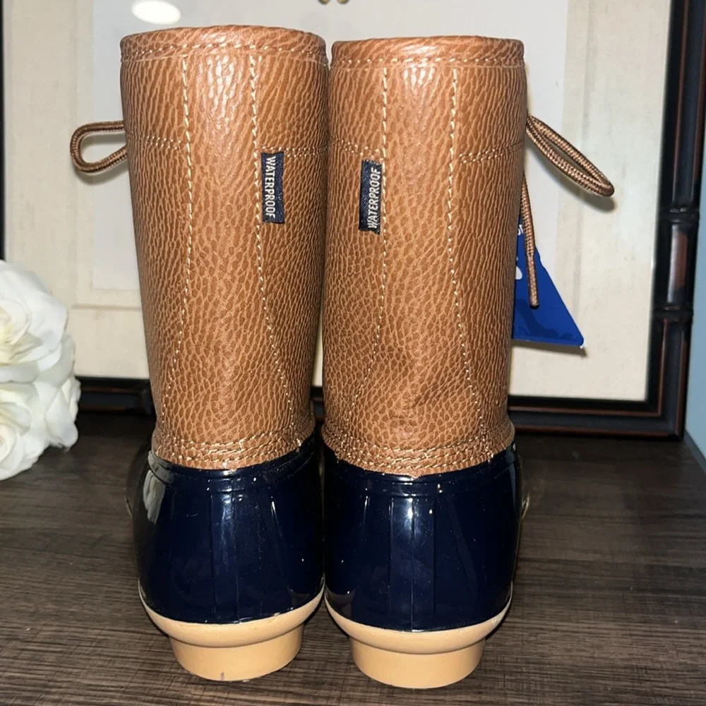 JBU Women's Maplewood Brown & Navy Water-Resistant Lace-up Boots size 8M NWOB