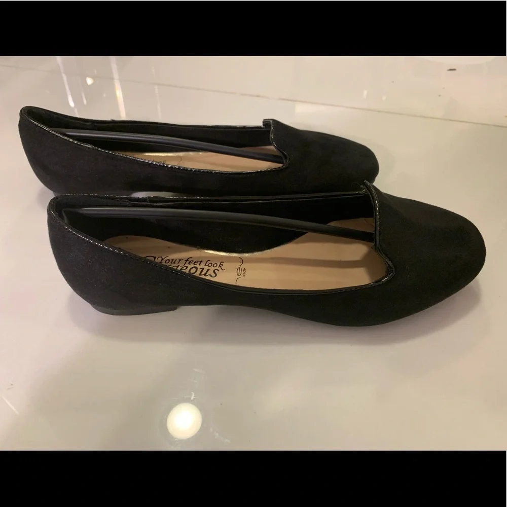 NWT New Look Suede-Look Smoking Slipper Loafers Flats - Women’s 6.5 / 37, Black