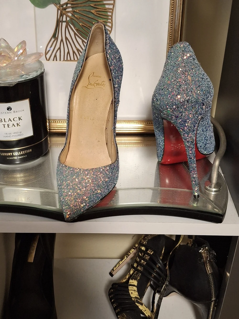 Christian Louboutin Brown Suede Peep-Toe Pumps